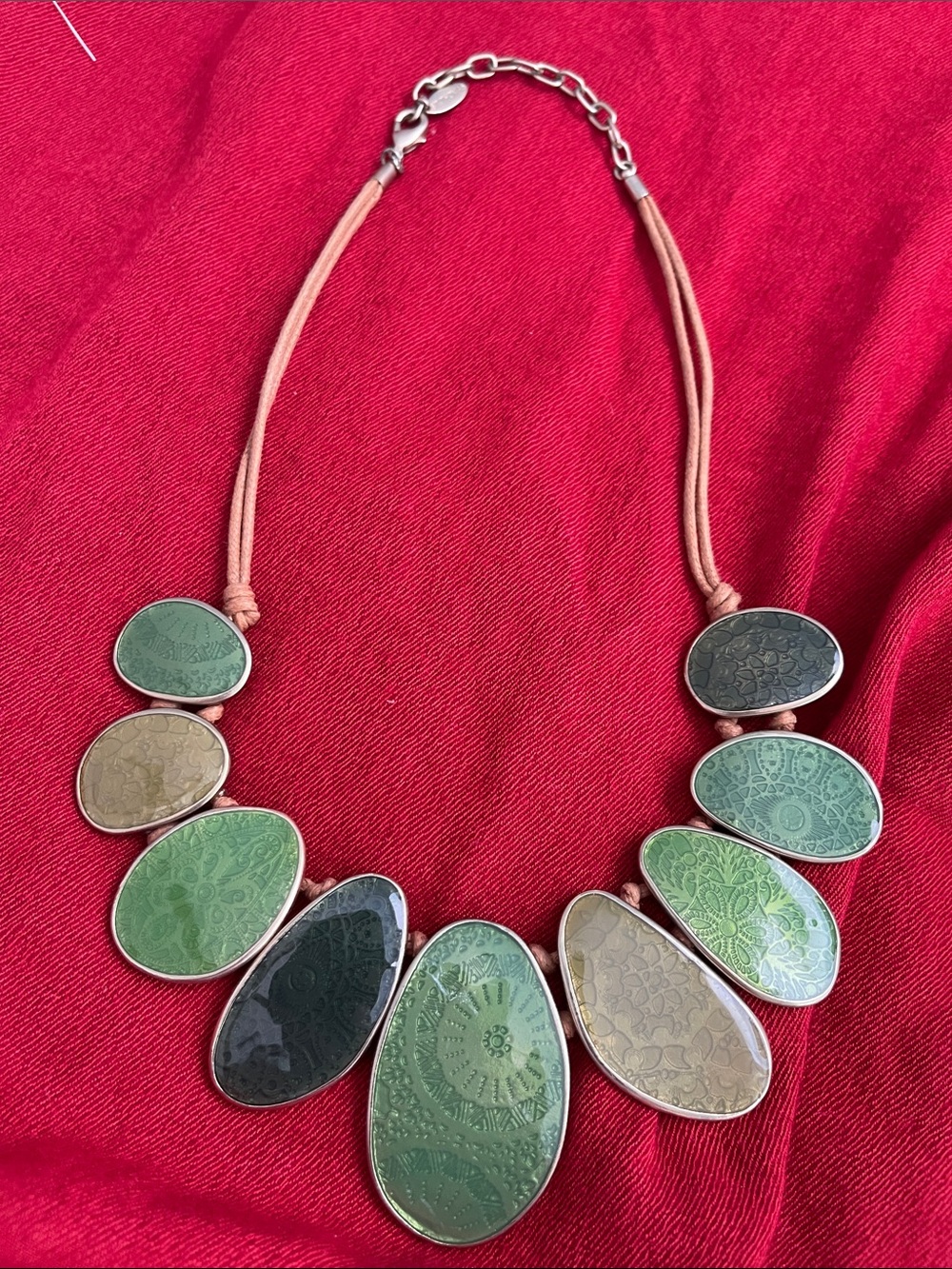 St. Thomas Green Enamel Bib Statement Necklace woman’s